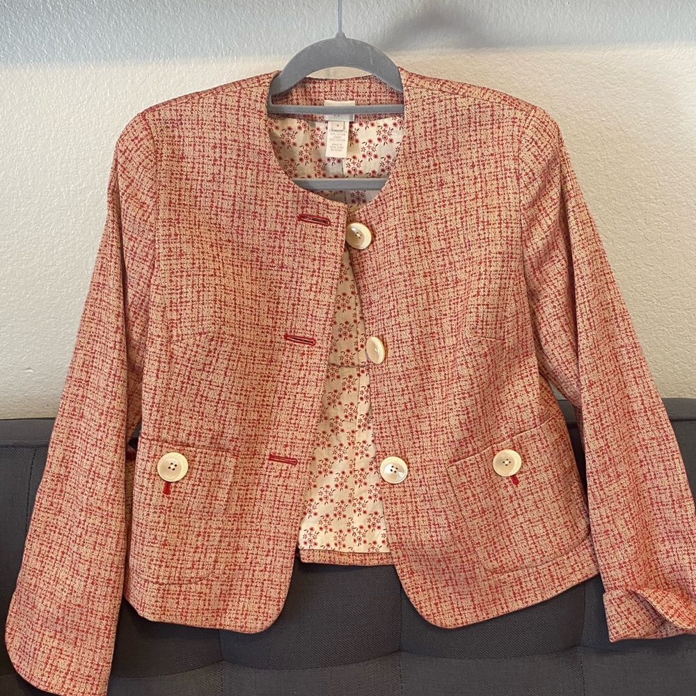 J.‎ Jill Pink Sprint Print Jacket SZ 6
